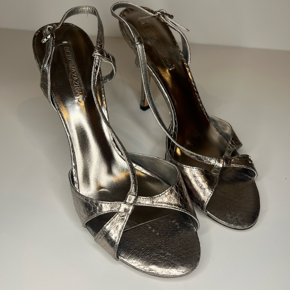 BCBGMaxAzria Silver Heel Womens 10